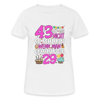 43 is not so bad - Women's Breathable T-Shirt - white - Front - AI Model Female 172 dark (172cm)