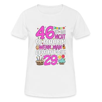 46 isn't so bad - Women's Breathable T-Shirt - white - Front - AI Model Female 172 dark (172cm)
