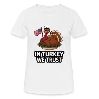 Dinde drôle de Thanksgiving - T-shirt respirant Femme - blanc - Devant - AI Model Female 172 dark (172cm)