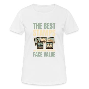 Lustige Briefmarken Briefmarkensammlung Humor - Frauen T-Shirt atmungsaktiv - Weiß - Vorne - AI Model Female 172 dark (172cm)