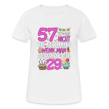57 is not so bad - Women's Breathable T-Shirt - white - Front - AI Model Female 172 dark (172cm)