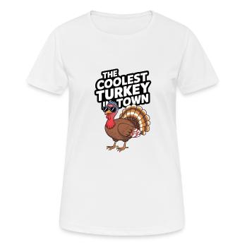 Dinde drôle de Thanksgiving - T-shirt respirant Femme - blanc - Devant - AI Model Female 172 dark (172cm)