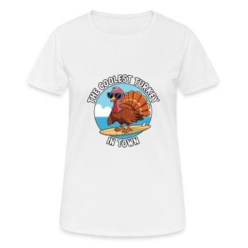 Dinde drôle de Thanksgiving - T-shirt respirant Femme - blanc - Devant - AI Model Female 172 dark (172cm)