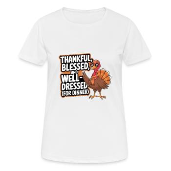 Dinde drôle de Thanksgiving - T-shirt respirant Femme - blanc - Devant - AI Model Female 172 dark (172cm)