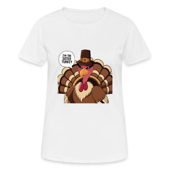 Dinde drôle de Thanksgiving - T-shirt respirant Femme - blanc - Devant - AI Model Female 172 dark (172cm)