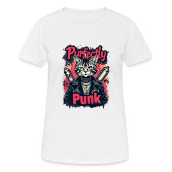 Punk Katze für einen Punker Katzenfreund - Frauen T-Shirt atmungsaktiv - Weiß - Vorne - AI Model Female 172 dark (172cm)