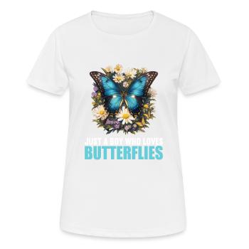 papillon papillons papillon papillon - T-shirt respirant Femme - blanc - Devant - AI Model Female 172 dark (172cm)