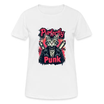 Punk Katze für einen Punker Katzenfreund - Frauen T-Shirt atmungsaktiv - Weiß - Vorne - AI Model Female 172 dark (172cm)