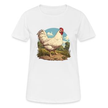 Rooster Hähne Hahn - Frauen T-Shirt atmungsaktiv - Weiß - Vorne - AI Model Female 172 dark (172cm)