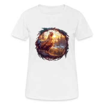 Rooster Hähne Hahn - Frauen T-Shirt atmungsaktiv - Weiß - Vorne - AI Model Female 172 dark (172cm)