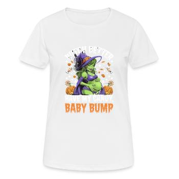 Gespenstische Halloween-Hexe Babybauch für - Frauen T-Shirt atmungsaktiv - Weiß - Vorne - AI Model Female 172 dark (172cm)