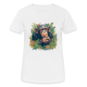 Chimpanzee Schimpansen Schimpanse - Frauen T-Shirt atmungsaktiv - Weiß - Vorne - AI Model Female 172 dark (172cm)