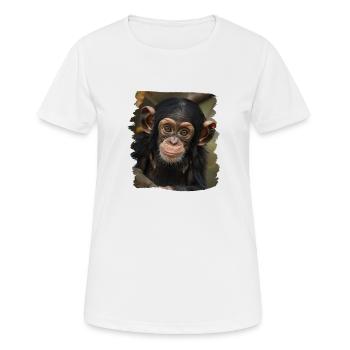 Chimpanzee Schimpansen Schimpanse - Frauen T-Shirt atmungsaktiv - Weiß - Vorne - AI Model Female 172 dark (172cm)
