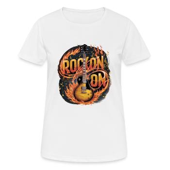 Feurige Musikgitarre mit Rock On Design - Frauen T-Shirt atmungsaktiv - Weiß - Vorne - AI Model Female 172 dark (172cm)