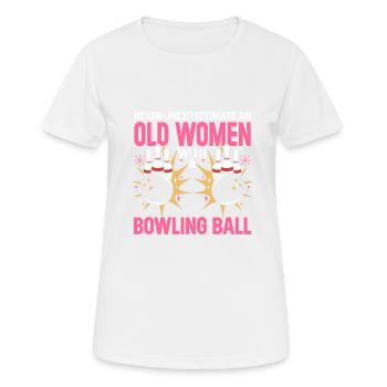 Boule de bowling Bowler - T-shirt respirant Femme - blanc - Devant - AI Model Female 172 dark (172cm)