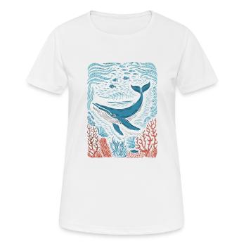 Lebendiges farbenfrohes künstlerisches Hai-Design - Frauen T-Shirt atmungsaktiv - Weiß - Vorne - AI Model Female 172 dark (172cm)