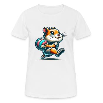 Niedlicher Hamster Mit Volleyball - Frauen T-Shirt atmungsaktiv - Weiß - Vorne - AI Model Female 172 dark (172cm)