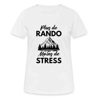 Plus de rando moins de stress - T-shirt respirant Femme - blanc - Devant - AI Model Female 172 dark (172cm)