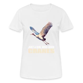 Kraniche Kranich - Frauen T-Shirt atmungsaktiv - Weiß - Vorne - AI Model Female 172 dark (172cm)