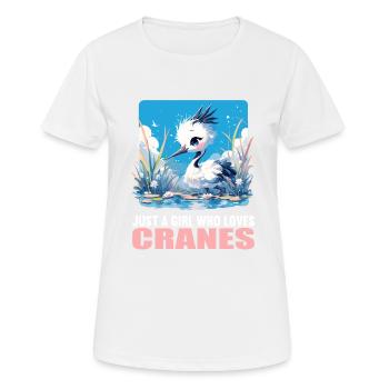 Kraniche Kranich - Frauen T-Shirt atmungsaktiv - Weiß - Vorne - AI Model Female 172 dark (172cm)