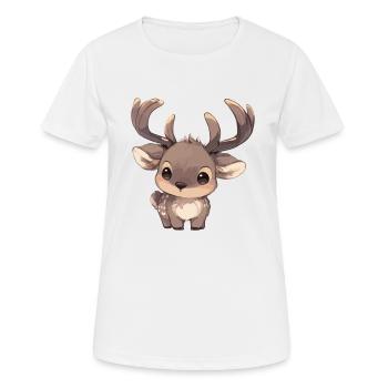 Elche Elch - Frauen T-Shirt atmungsaktiv - Weiß - Vorne - AI Model Female 172 dark (172cm)