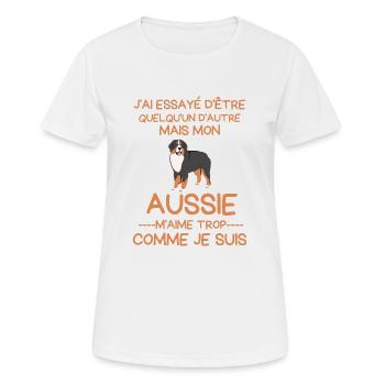 Berger australien aussie m aime trop - T-shirt respirant Femme - blanc - Devant - AI Model Female 172 dark (172cm)