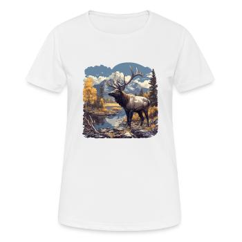 Elche Elch - Frauen T-Shirt atmungsaktiv - Weiß - Vorne - AI Model Female 172 dark (172cm)