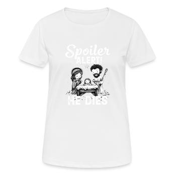 Alerte spoiler Il meurt Design - T-shirt respirant Femme - blanc - Devant - AI Model Female 172 dark (172cm)