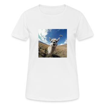 Llama Selfie with UFOs, weirder - Women's Breathable T-Shirt - white - Front - AI Model Female 172 dark (172cm)