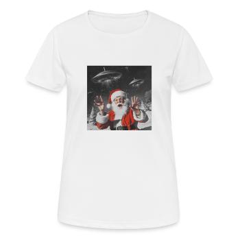 Santa Claus Selfie with UFOs, Strange Print - Women's Breathable T-Shirt - white - Front - AI Model Female 172 dark (172cm)