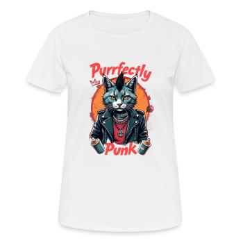 Punk Katze für einen Punker Katzenfreund - Frauen T-Shirt atmungsaktiv - Weiß - Vorne - AI Model Female 172 dark (172cm)
