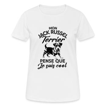 Jack Russell terrier race de chien wouf wouf - T-shirt respirant Femme - blanc - Devant - AI Model Female 172 dark (172cm)