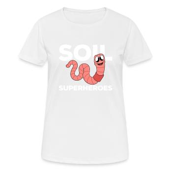 Mignon ver drôle vers de terre vers de terre - T-shirt respirant Femme - blanc - Devant - AI Model Female 172 dark (172cm)