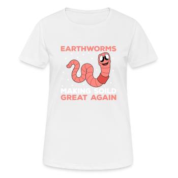 Mignon ver drôle vers de terre vers de terre - T-shirt respirant Femme - blanc - Devant - AI Model Female 172 dark (172cm)