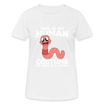 Mignon ver drôle vers de terre vers de terre - T-shirt respirant Femme - blanc - Devant - AI Model Female 172 dark (172cm)