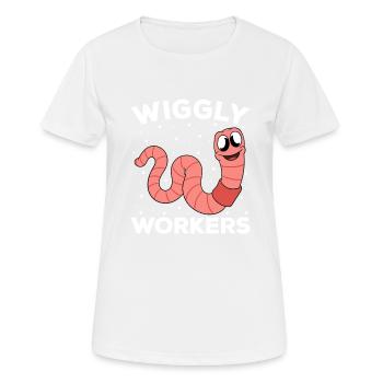 Mignon ver drôle vers de terre vers de terre - T-shirt respirant Femme - blanc - Devant - AI Model Female 172 dark (172cm)