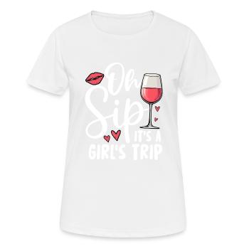 Oh Sip It's A Girls Trip - Frauen T-Shirt atmungsaktiv - Weiß - Vorne - AI Model Female 172 dark (172cm)