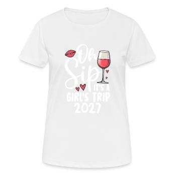Oh Sip It’s A Girls Trip 2027 - T-shirt respirant Femme - blanc - Devant - AI Model Female 172 dark (172cm)