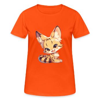 Servale Serval - Frauen T-Shirt atmungsaktiv - Neonorange - Vorne - AI Model Female 172 dark (172cm)