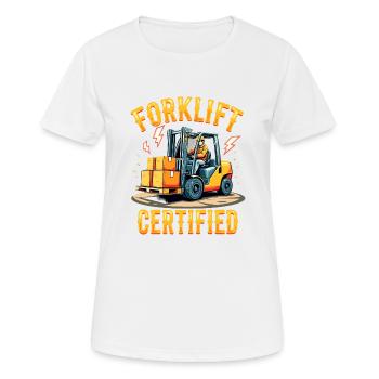 Forklift Certified Gabelstapler - Frauen T-Shirt atmungsaktiv - Weiß - Vorne - AI Model Female 172 dark (172cm)