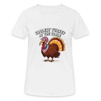 Dinde drôle de Thanksgiving - T-shirt respirant Femme - blanc - Devant - AI Model Female 172 dark (172cm)
