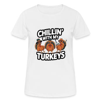 Dinde drôle de Thanksgiving - T-shirt respirant Femme - blanc - Devant - AI Model Female 172 dark (172cm)