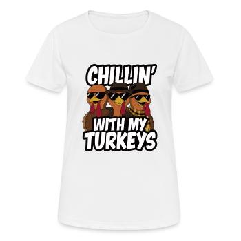 Dinde drôle de Thanksgiving - T-shirt respirant Femme - blanc - Devant - AI Model Female 172 dark (172cm)