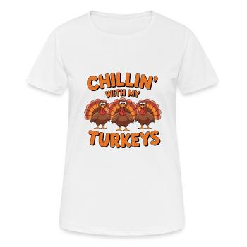 Dinde drôle de Thanksgiving - T-shirt respirant Femme - blanc - Devant - AI Model Female 172 dark (172cm)