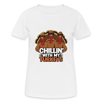 Dinde drôle de Thanksgiving - T-shirt respirant Femme - blanc - Devant - AI Model Female 172 dark (172cm)