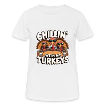 Dinde drôle de Thanksgiving - T-shirt respirant Femme - blanc - Devant - AI Model Female 172 dark (172cm)