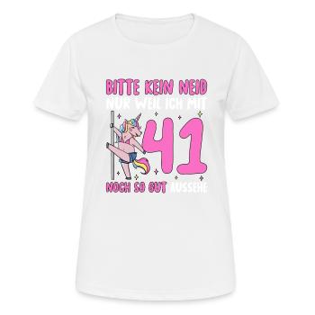 Bitte Kein Neid 41 Geburtstag - Frauen T-Shirt atmungsaktiv - Weiß - Vorne - AI Model Female 172 dark (172cm)