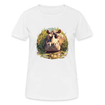 Hippopotame Hippopotame - T-shirt respirant Femme - blanc - Devant - AI Model Female 172 dark (172cm)