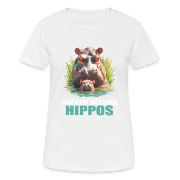 Nilpferd Flußpferd - Frauen T-Shirt atmungsaktiv - Weiß - Vorne - AI Model Female 172 dark (172cm)