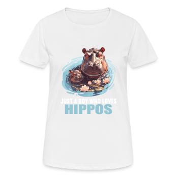 Nilpferd Flußpferd - Frauen T-Shirt atmungsaktiv - Weiß - Vorne - AI Model Female 172 dark (172cm)